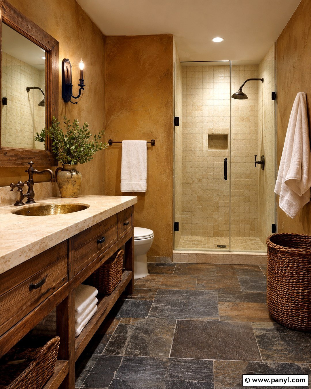 Rustic Gold Bathroom - 20 Gold Paint Bathroom Ideas