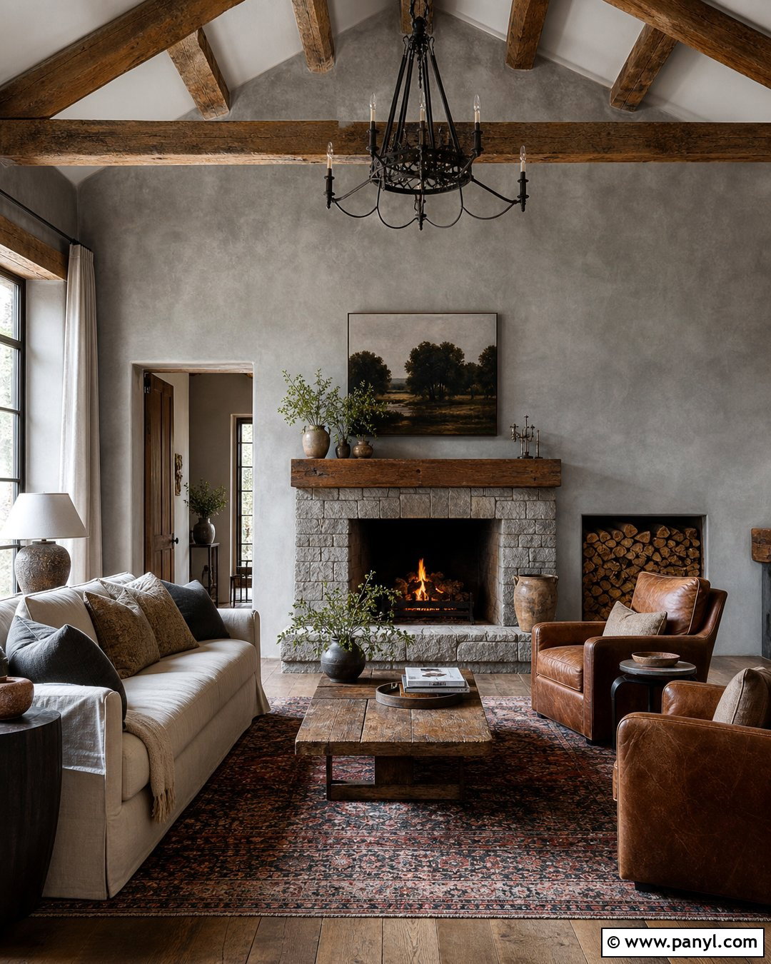 Rustic Grey Limewash Living Room - 25 Limewash Grey Wall Ideas
