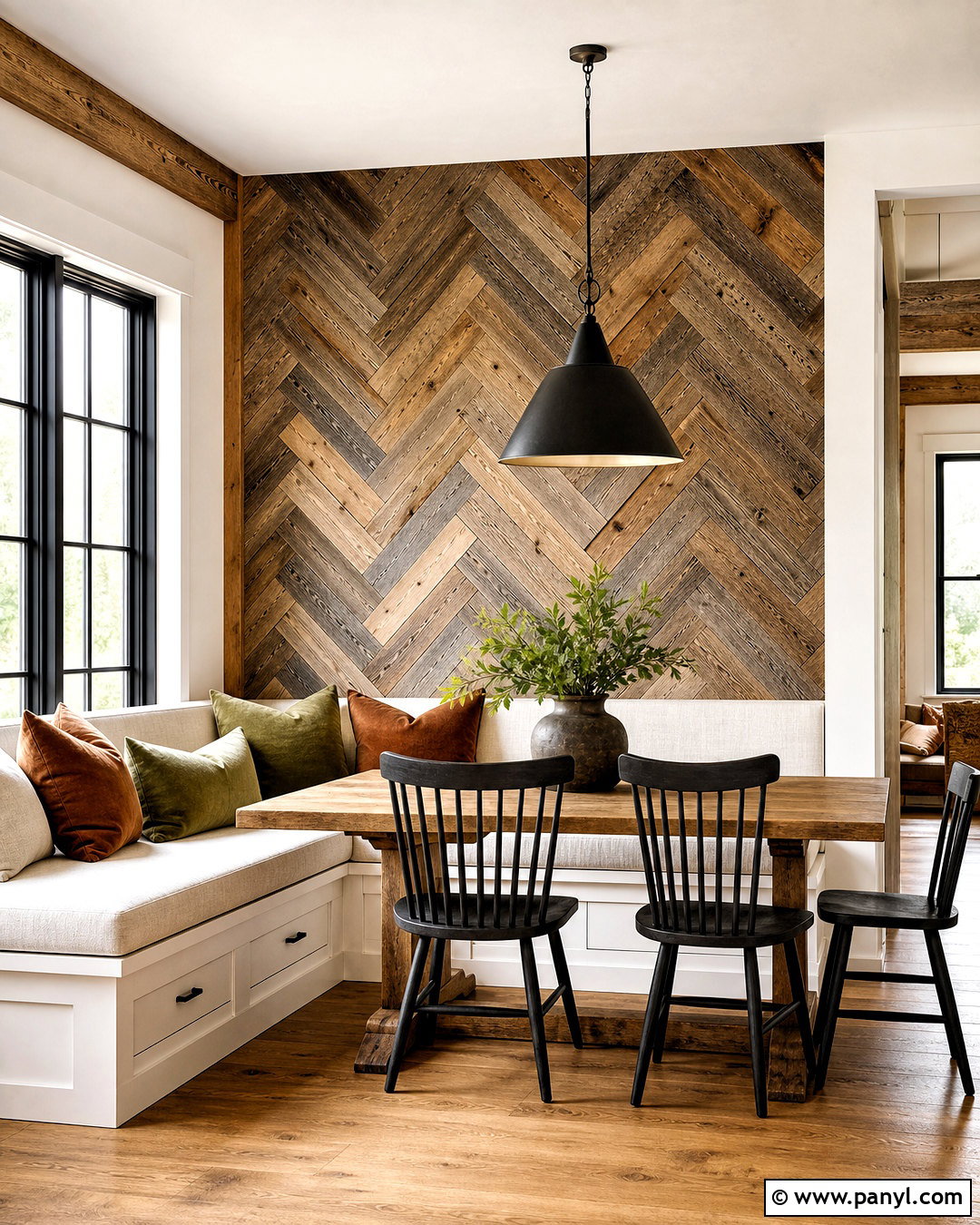 Rustic Herringbone Wood Wall - 20 rustic wall design ideas