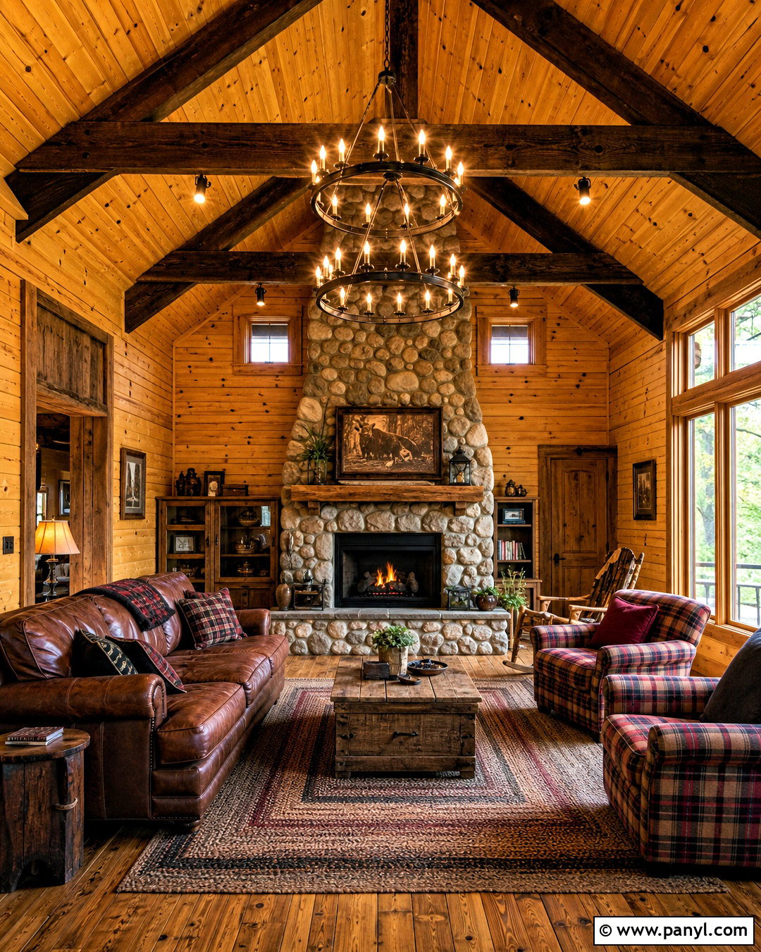 Rustic Knotty Pine Cabin Great Room - 20 knotty pine cabin ideas