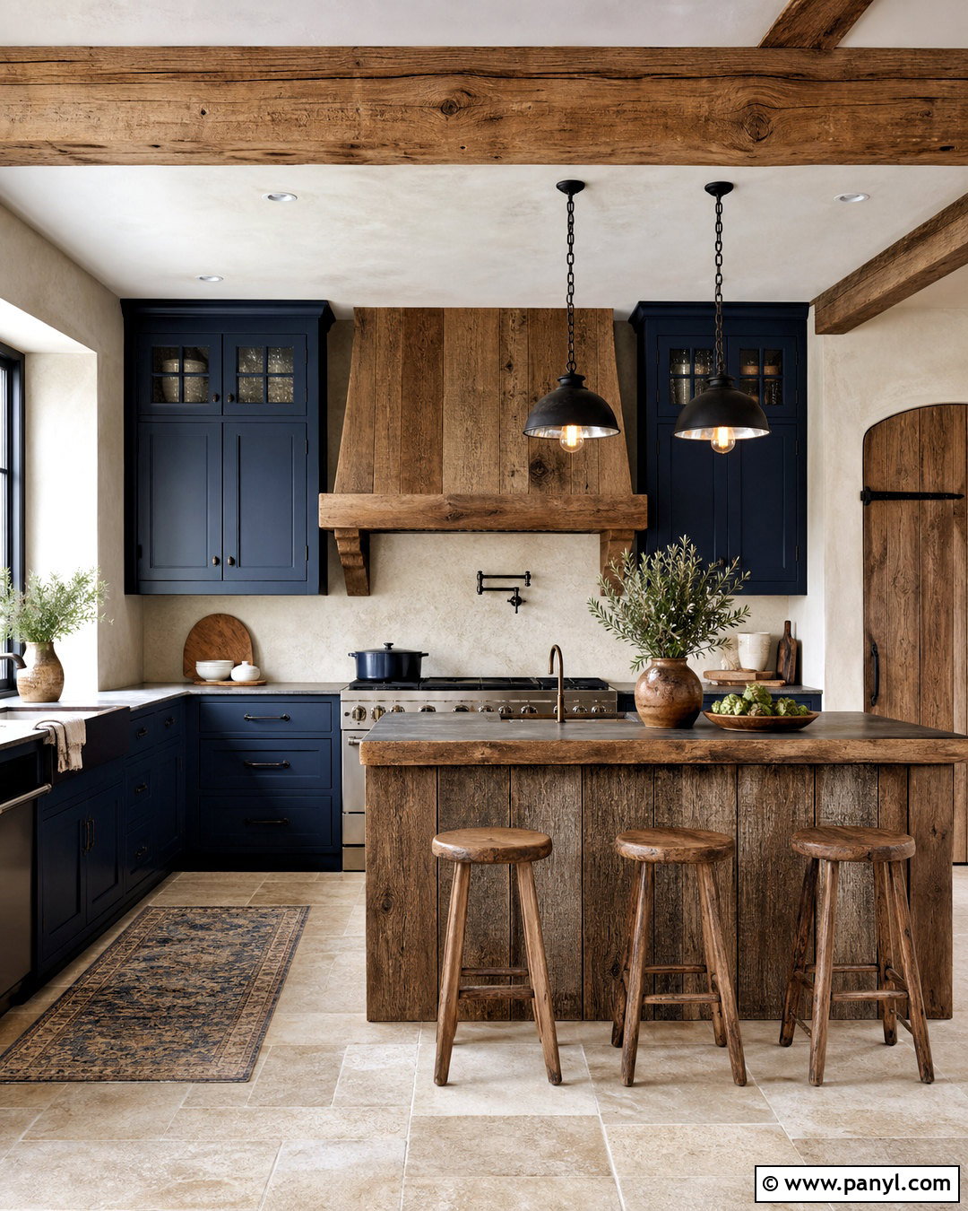 Rustic Navy Kitchen With Reclaimed Wood - 20 navy and wood kitchen ideas