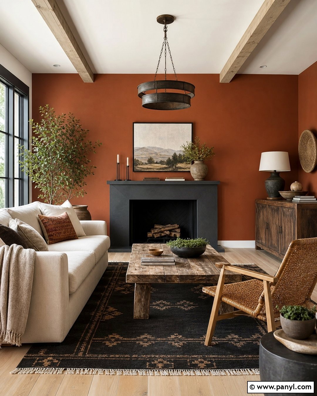 Rustic Orange And Charcoal Gray Wall Palette - 20 Rustic Orange Wall Color Ideas