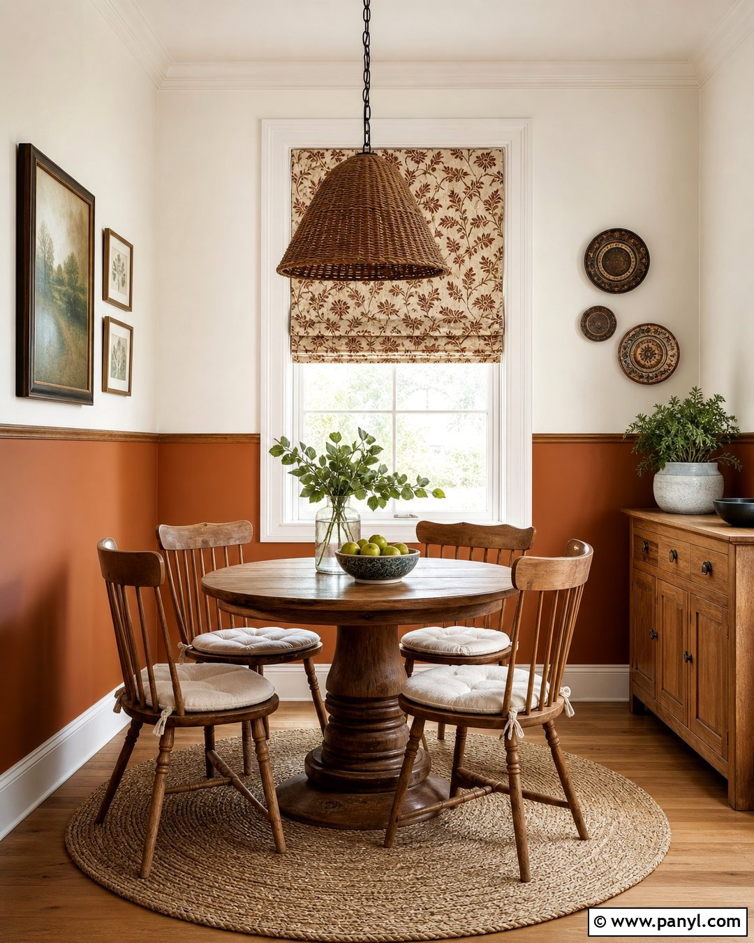 Rustic Orange Half Wall With Warm White - 20 Rustic Orange Wall Color Ideas
