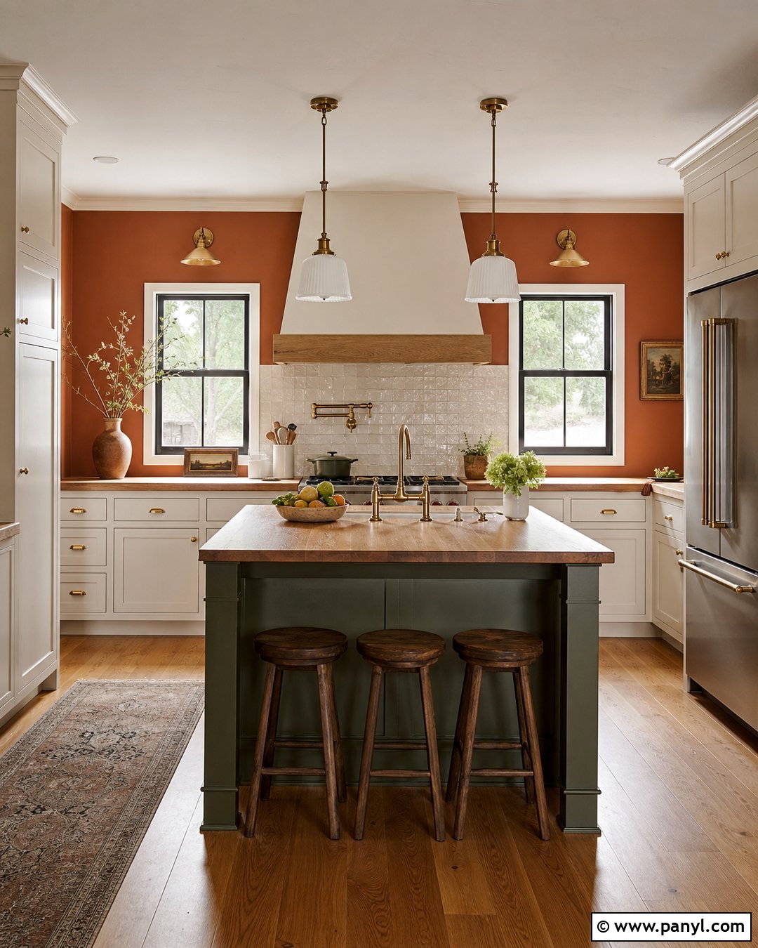 Rustic Orange Kitchen Wall With Cream Cabinets - 20 Rustic Orange Wall Color Ideas
