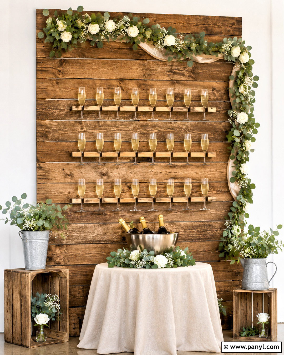 Rustic Pallet Champagne Wall - 20 diy champagne wall ideas