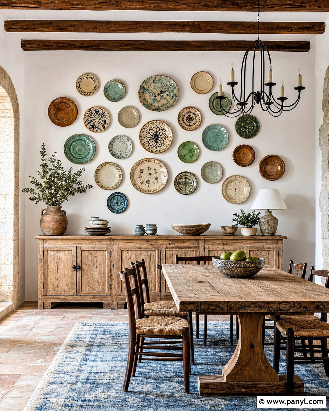 Rustic Plate Display Wall - 20 rustic wall design ideas