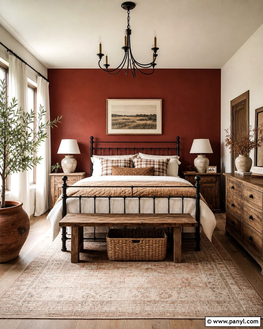 Rustic Red Accent Wall Guest Room - 20 Empty Room With Red Accent Wall Ideas