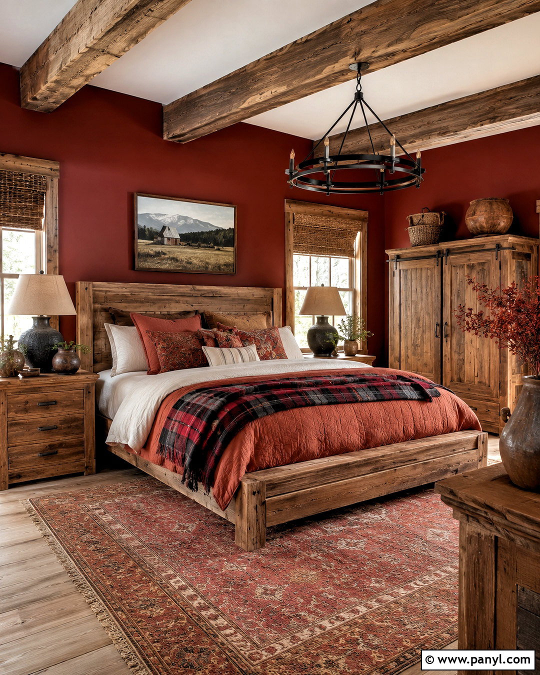 Rustic Red Bedroom - 20 moody red bedroom ideas