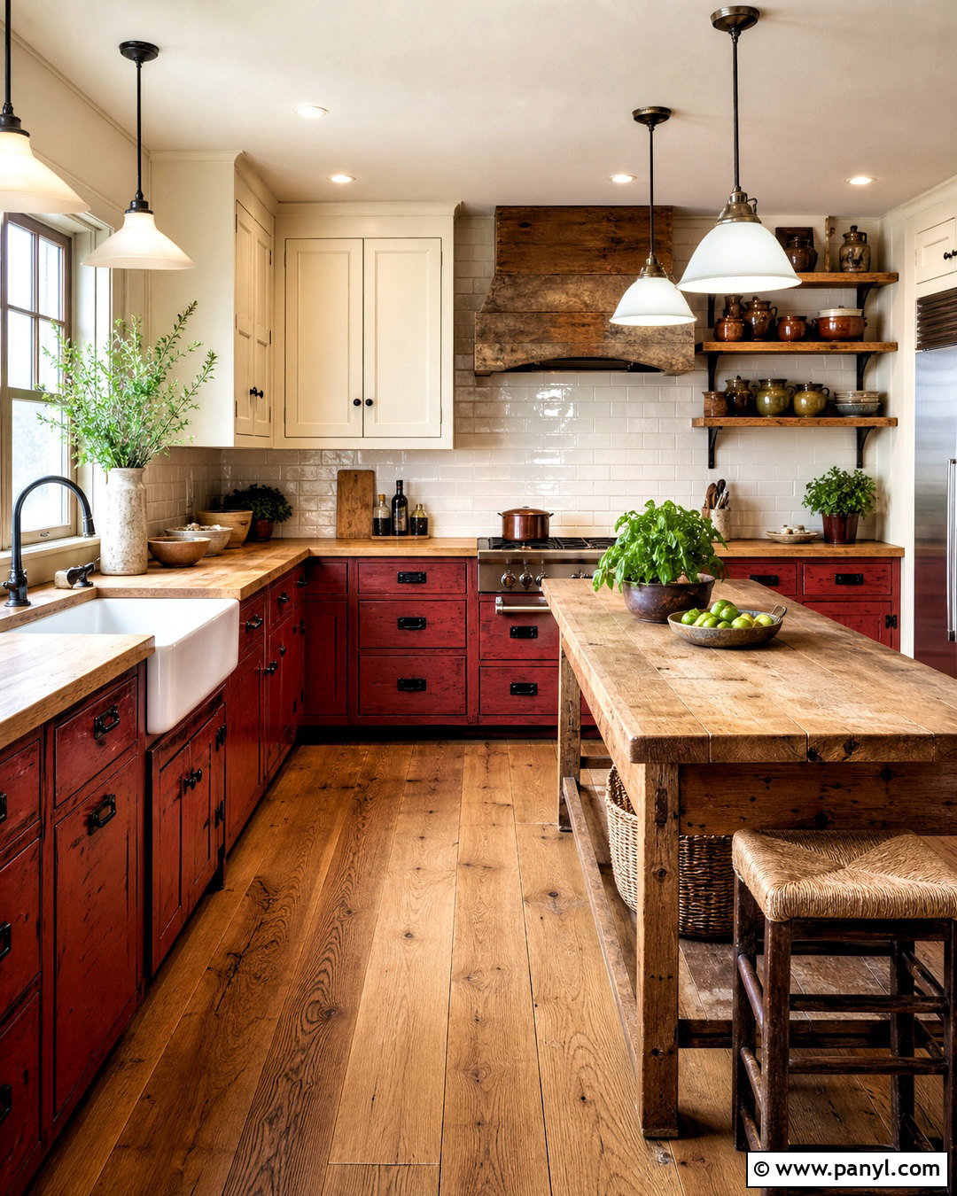 Rustic Red Farmhouse Kitchen - 20 red house interior ideas