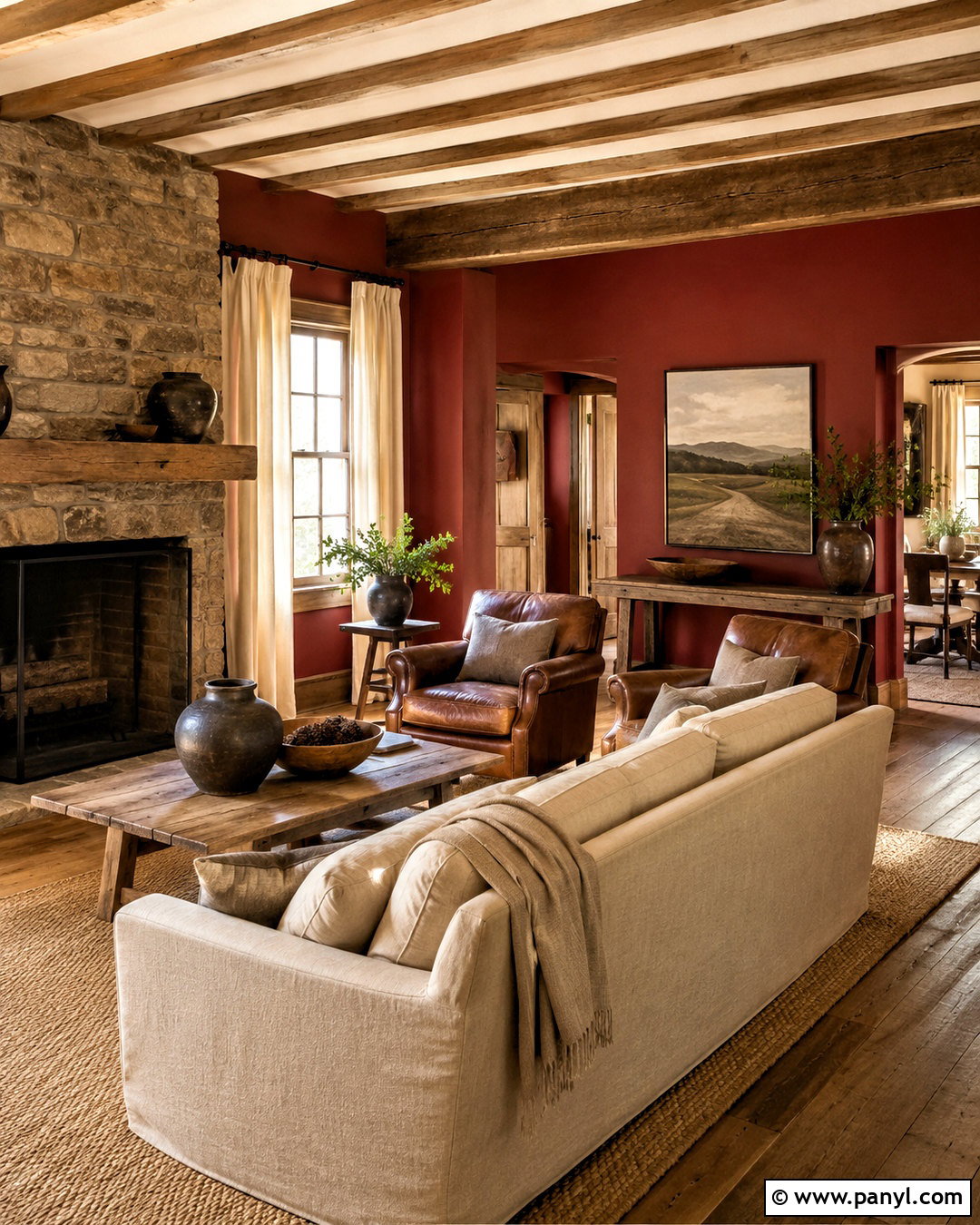 Rustic Red Living Room Walls - 40 Red Walls