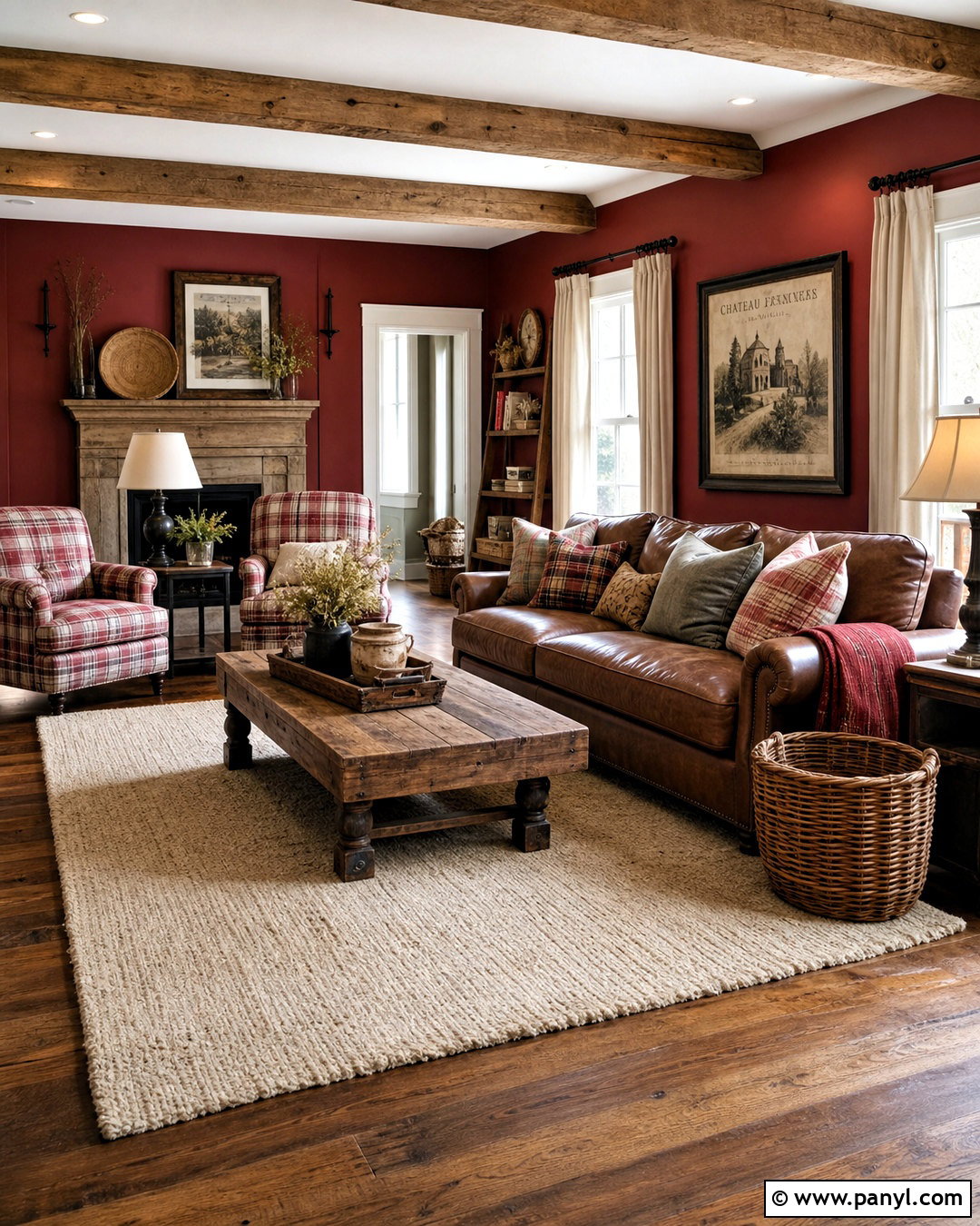Rustic Red Wall Living Room - 20 red wall living room ideas