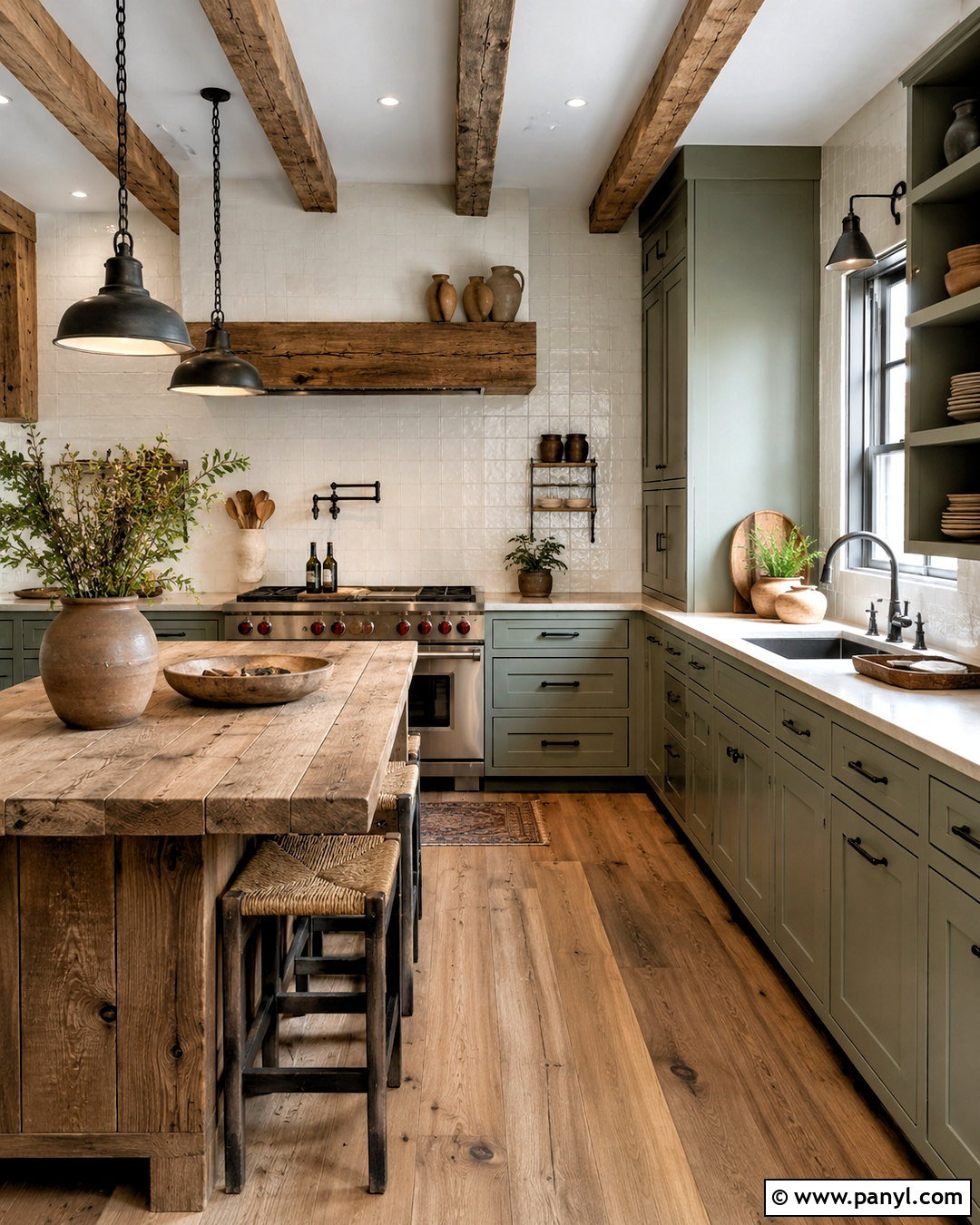 Rustic Sage Green Kitchen With Reclaimed Wood - 20 sage green and wood kitchen ideas