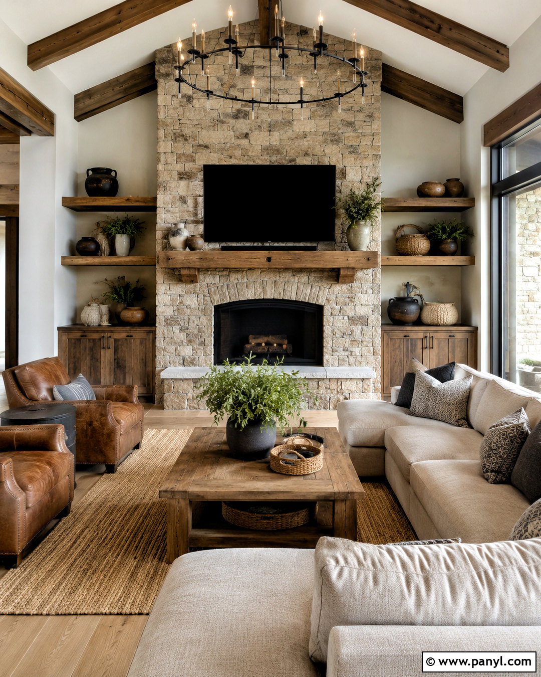 Rustic Stone Television Wall - 20 living room television wall ideas