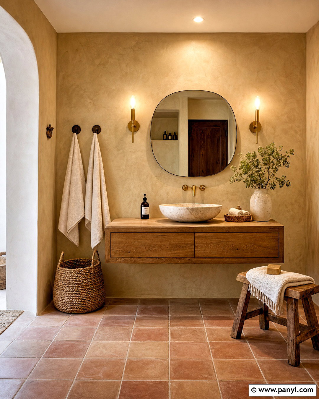 Rustic Tadelakt Bathroom Wall - 20 rustic textured walls