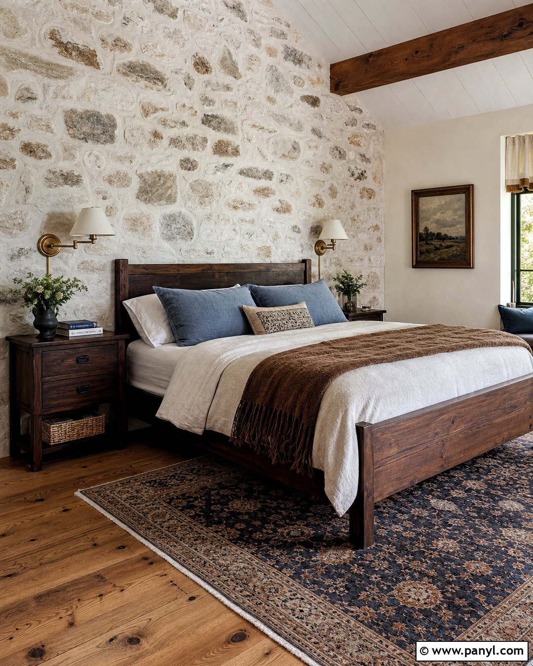 Rustic Whitewashed Stone Bedroom Wall - 20 rustic textured walls