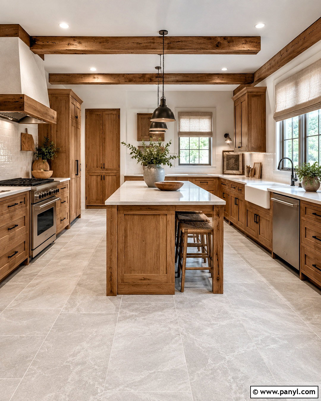 Rustic Wood Kitchen With Light Grey Floors - 20 light grey floors kitchen ideas