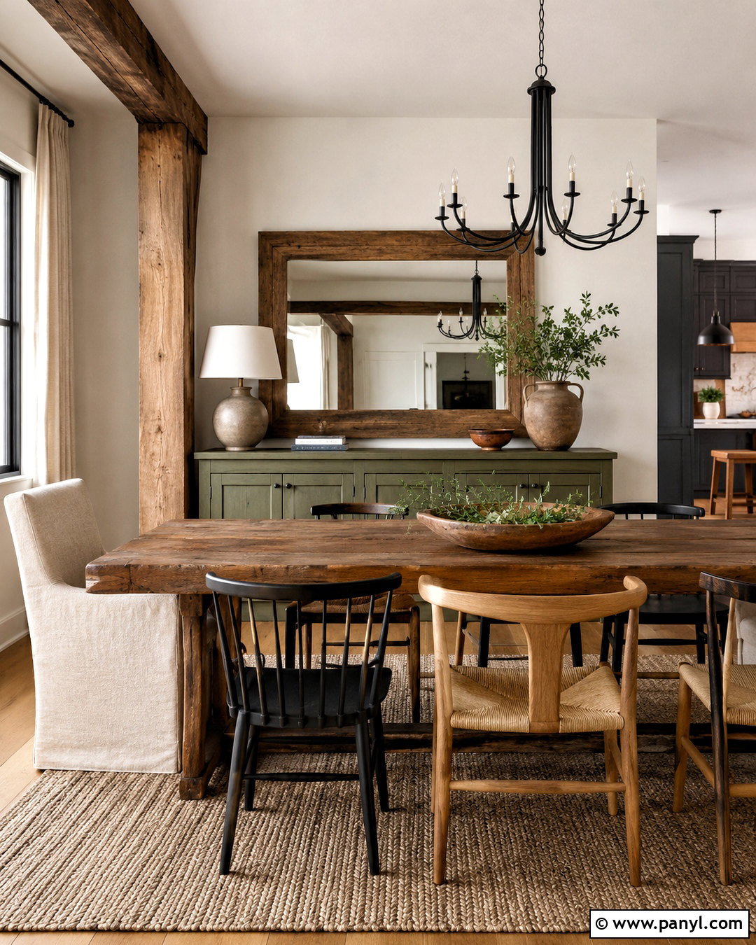 Rustic Wood Mirror Dining Wall - 20 mirror wall decor ideas