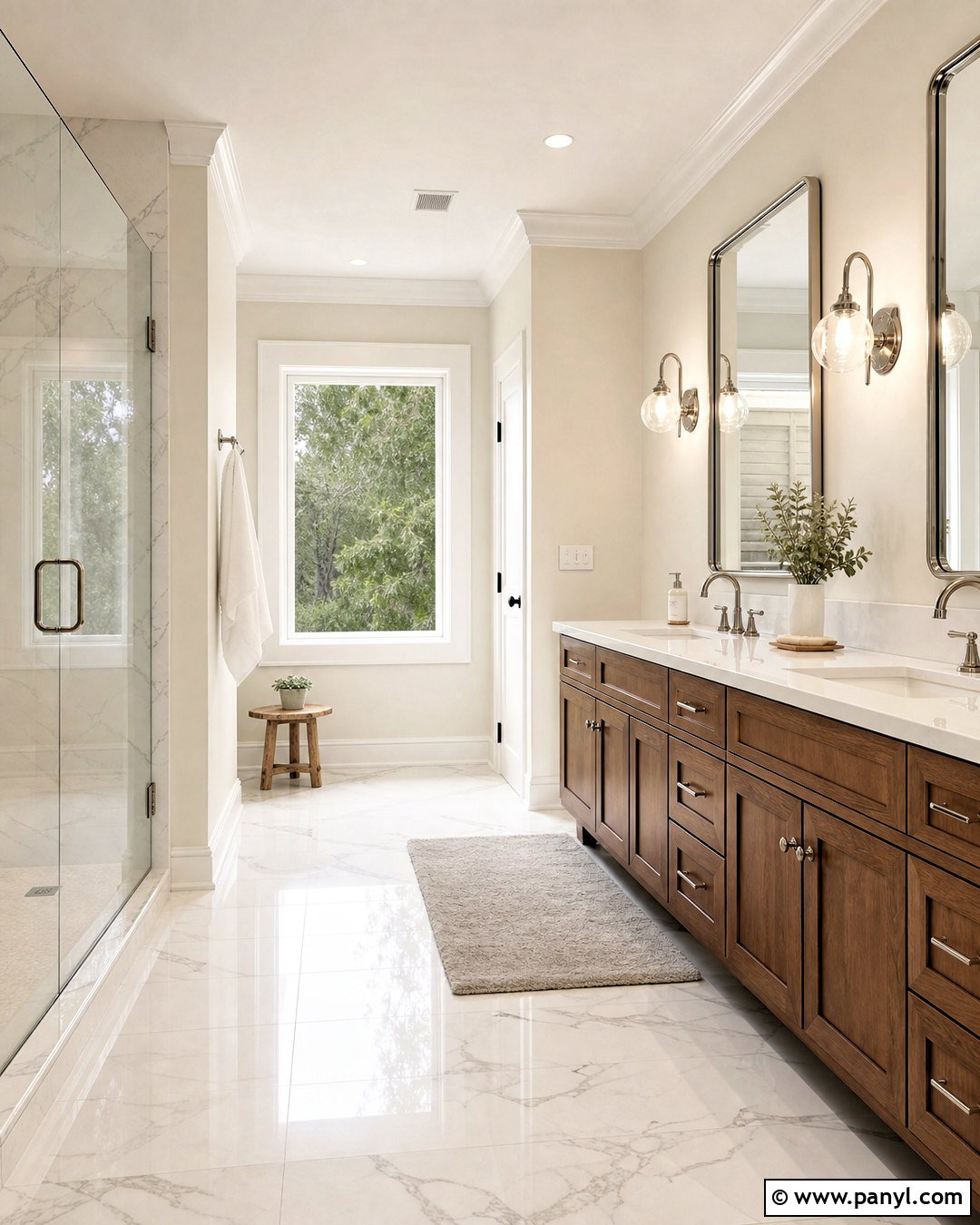 SW Alabaster Bathroom With Marble Tile - 20 sw alabaster walls