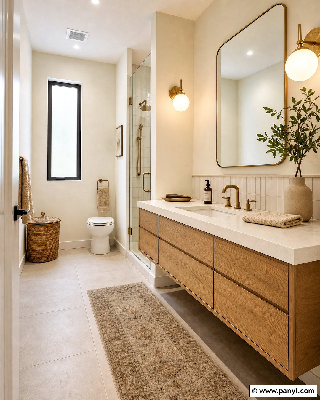 SW Alabaster Bathroom With Wood Vanity - 20 sw alabaster walls