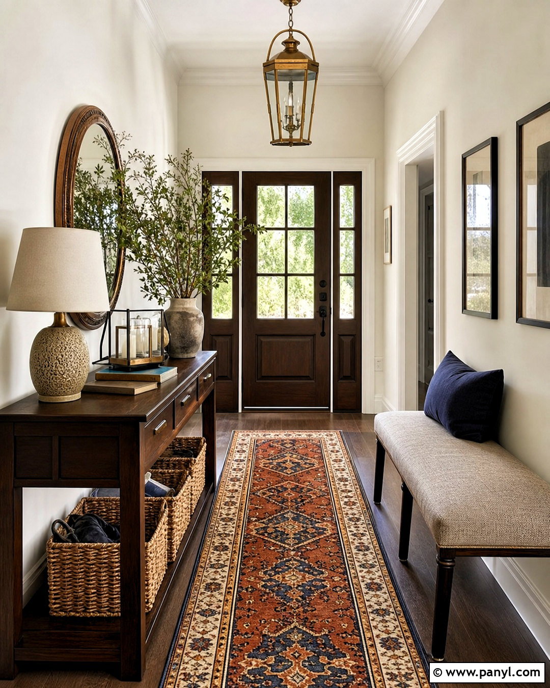 SW Alabaster Entryway With Dark Wood - 20 sw alabaster walls