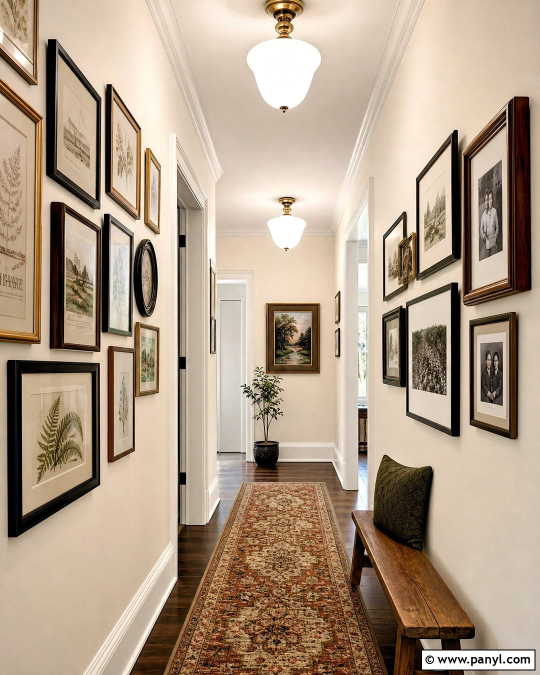 SW Alabaster Hallway Gallery Wall - 20 sw alabaster walls