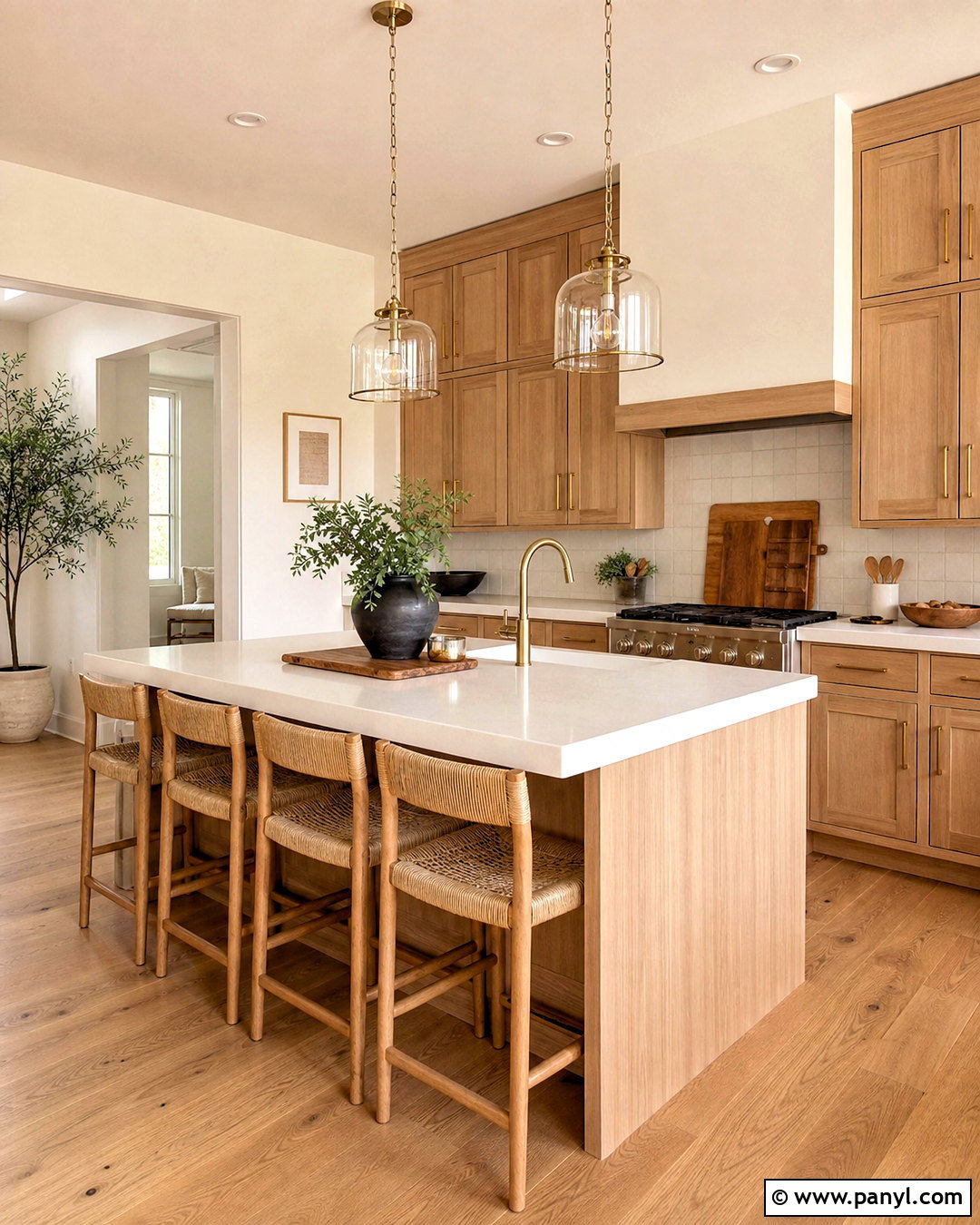 SW Alabaster Kitchen With White Oak Cabinets - 20 sw alabaster walls