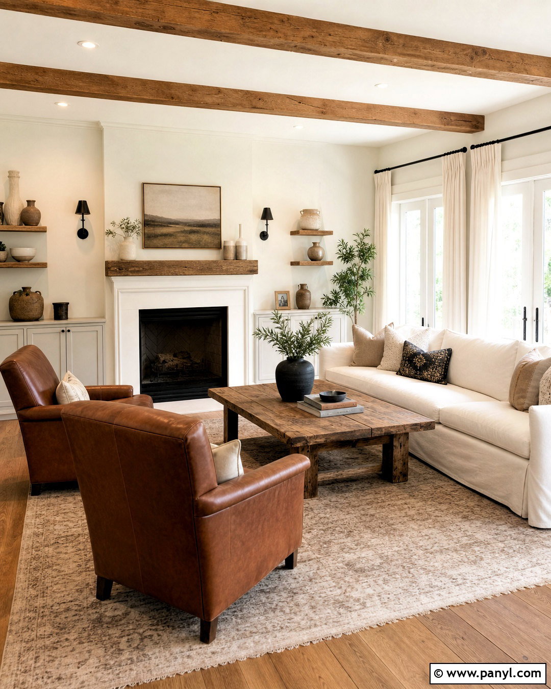 SW Alabaster Modern Farmhouse Living Room - 20 sw alabaster walls