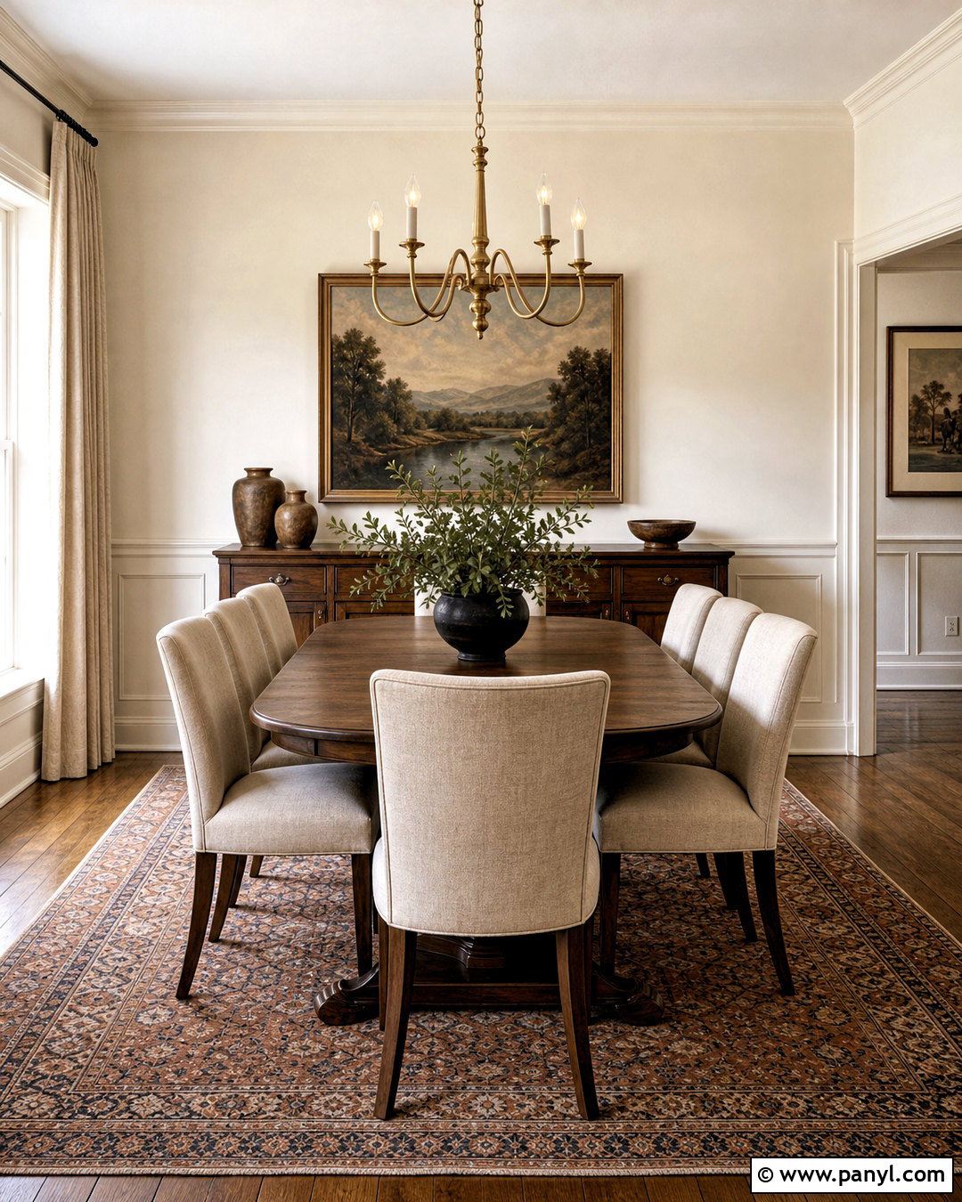SW Creamy Dining Room With Dark Wood - 20 sw creamy paint ideas