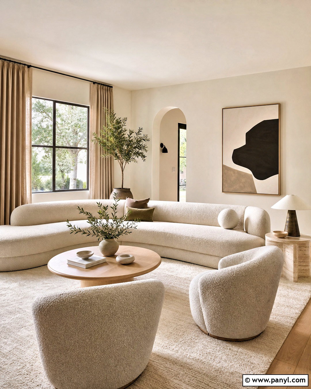 SW Creamy Modern Organic Living Room - 20 sw creamy paint ideas