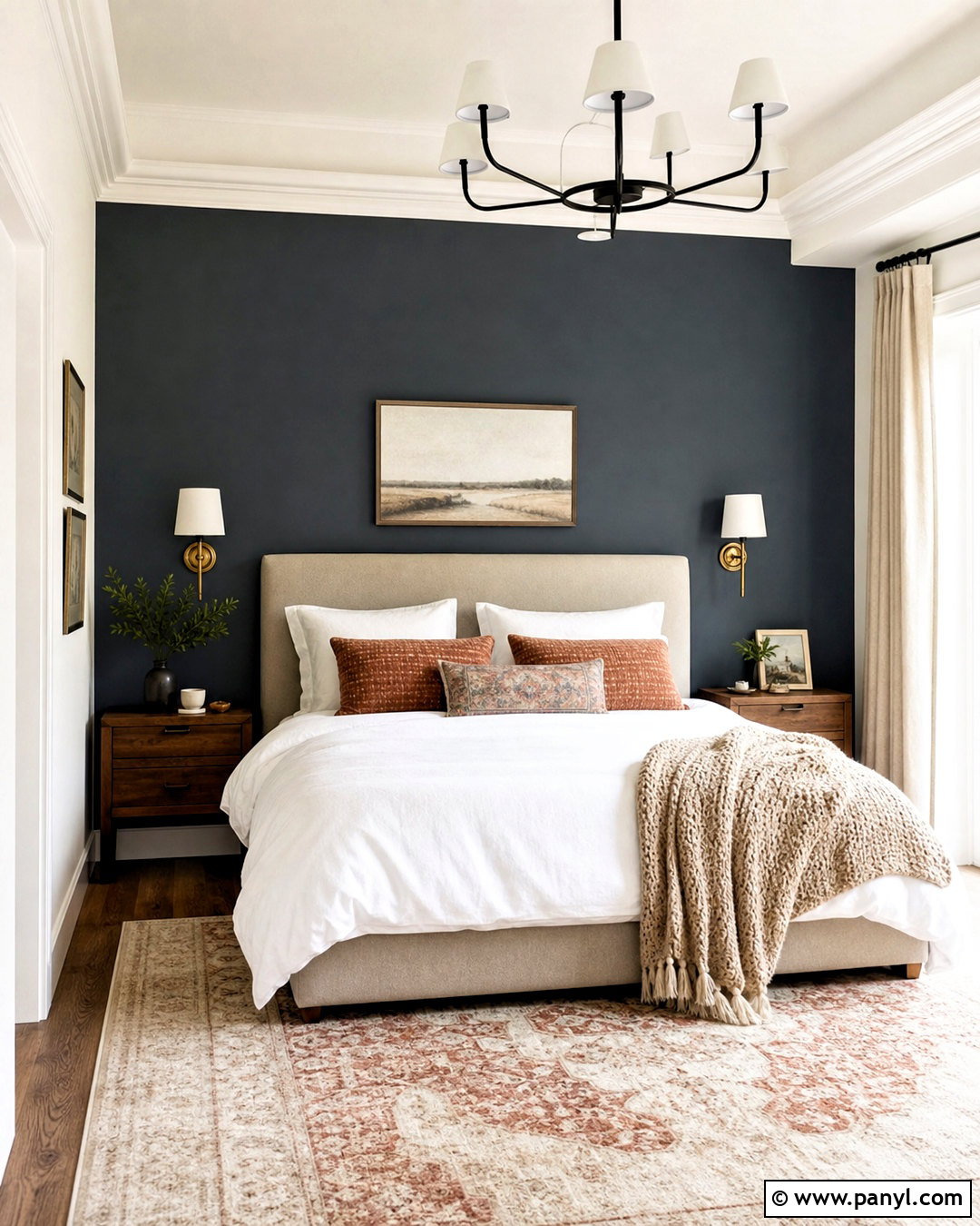SW Dark Night Bedroom Accent Wall - 20 sw dark night ideas