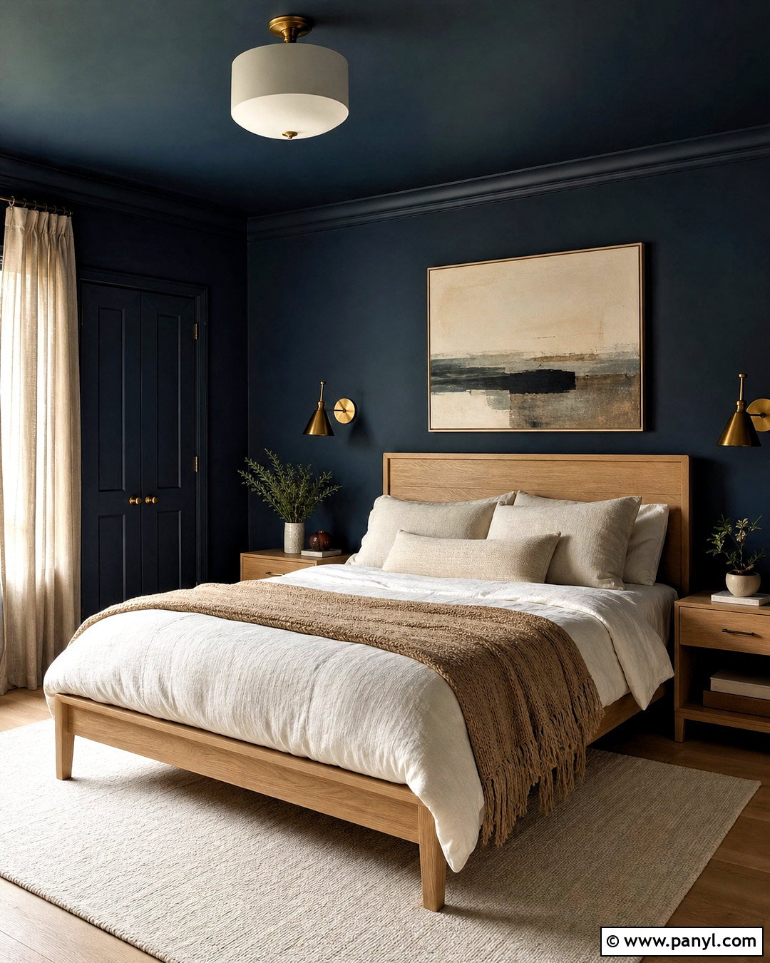 SW Dark Night Color Drenched Bedroom - 20 sw dark night ideas