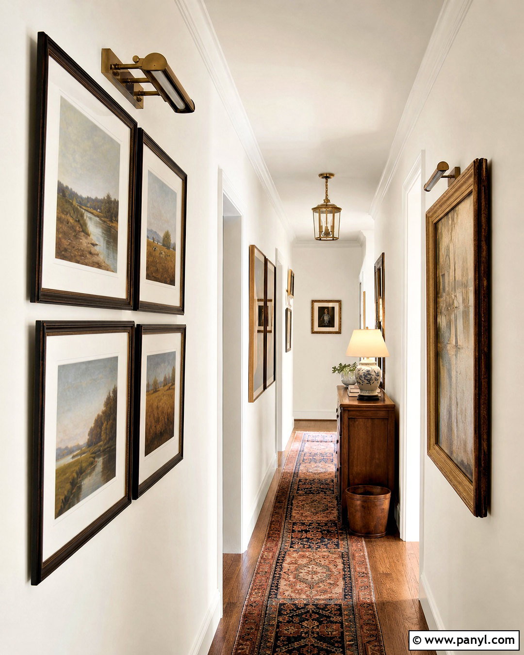 SW Pure White Hallway Gallery Wall - 20 sw pure white walls