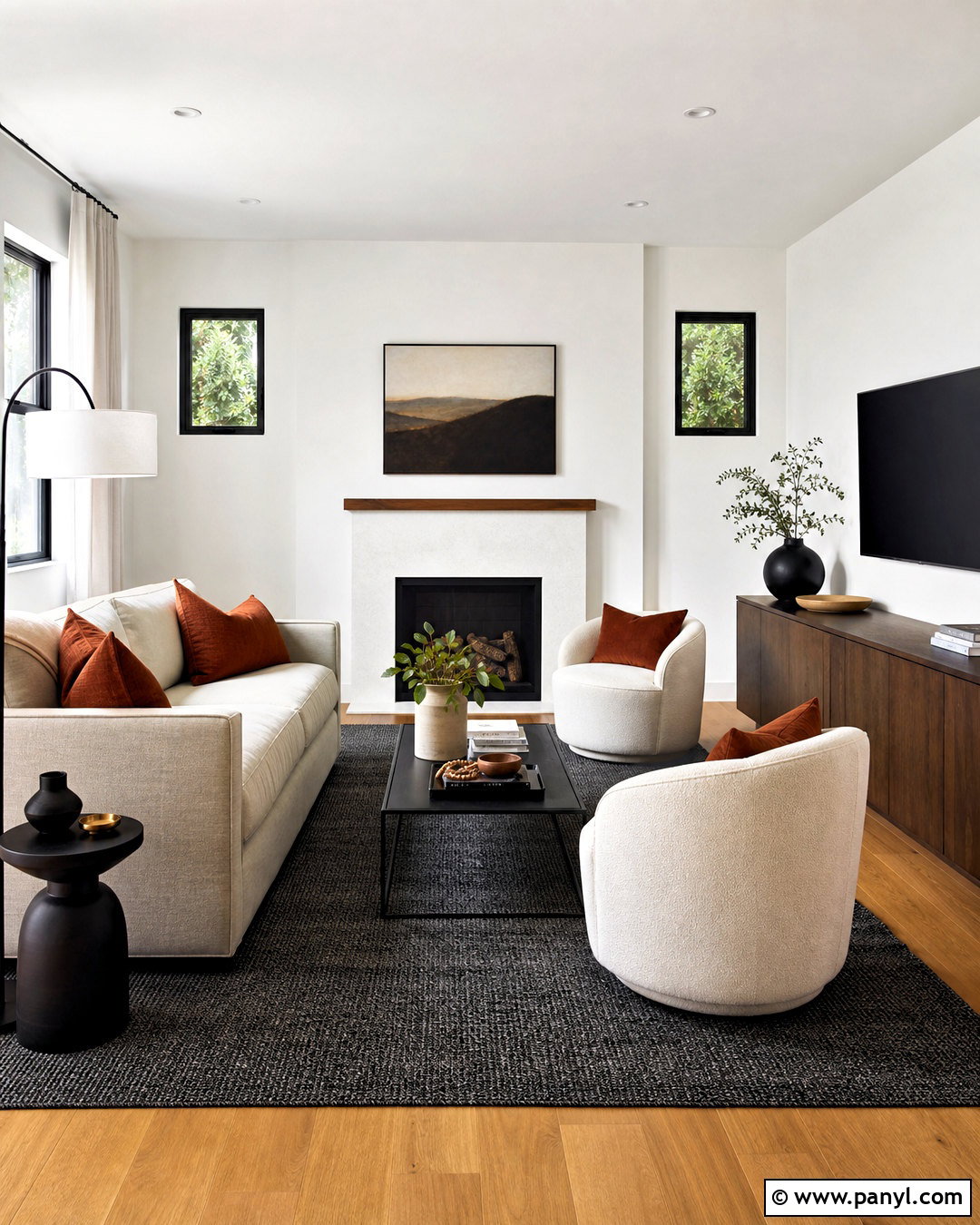 SW Pure White Modern Living Room - 20 sw pure white walls