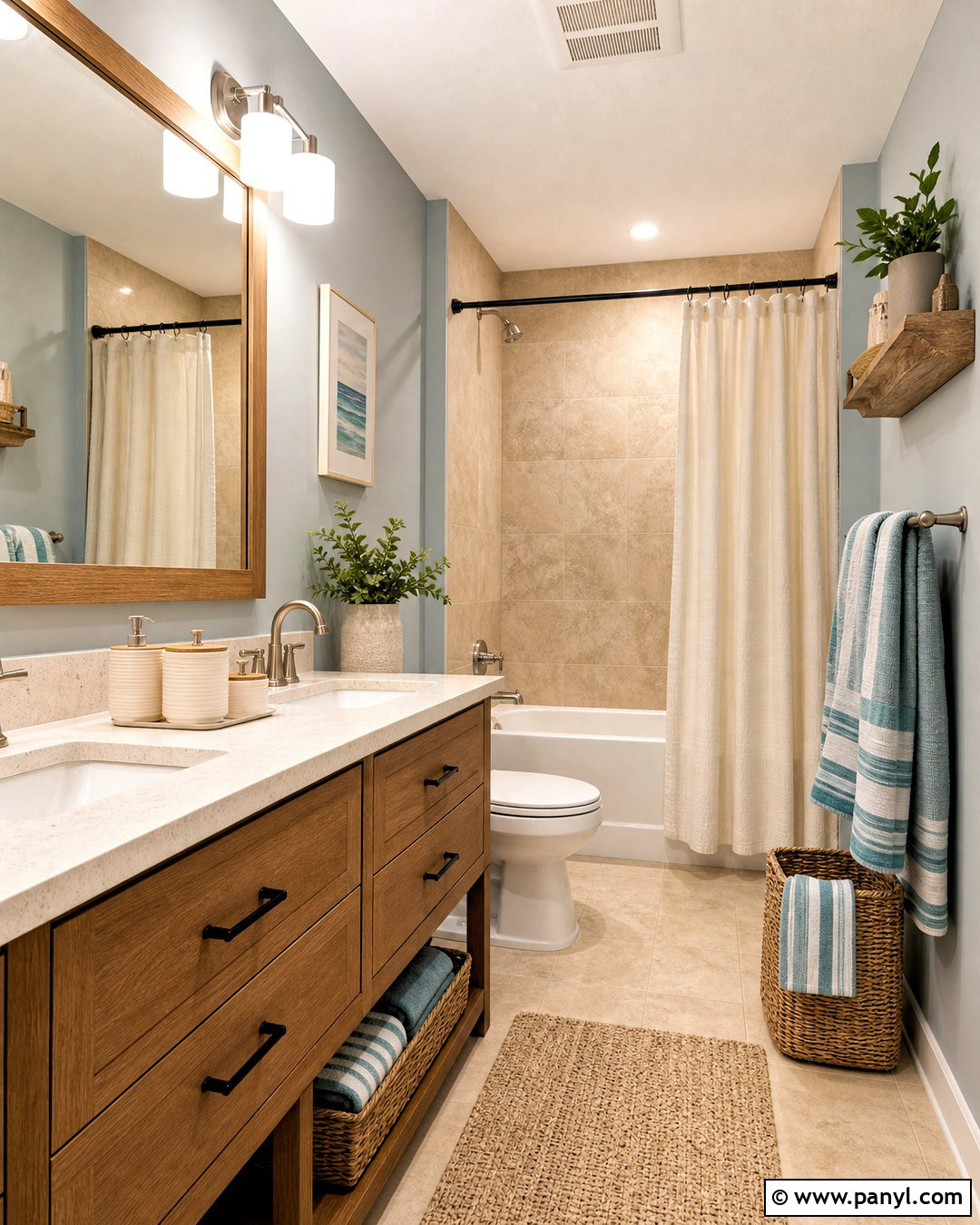 SW Sea Salt Bathroom With Beige Tile - 20 sw sea salt bathroom ideas