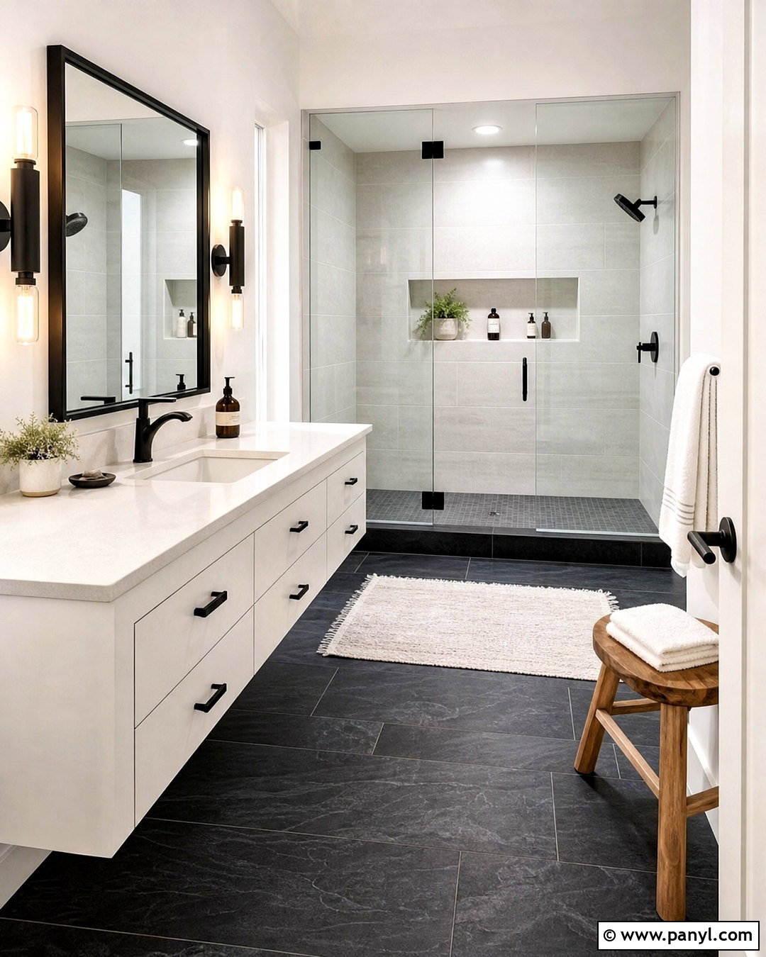 SW Sea Salt Bathroom With Charcoal Floor - 20 sw sea salt bathroom ideas