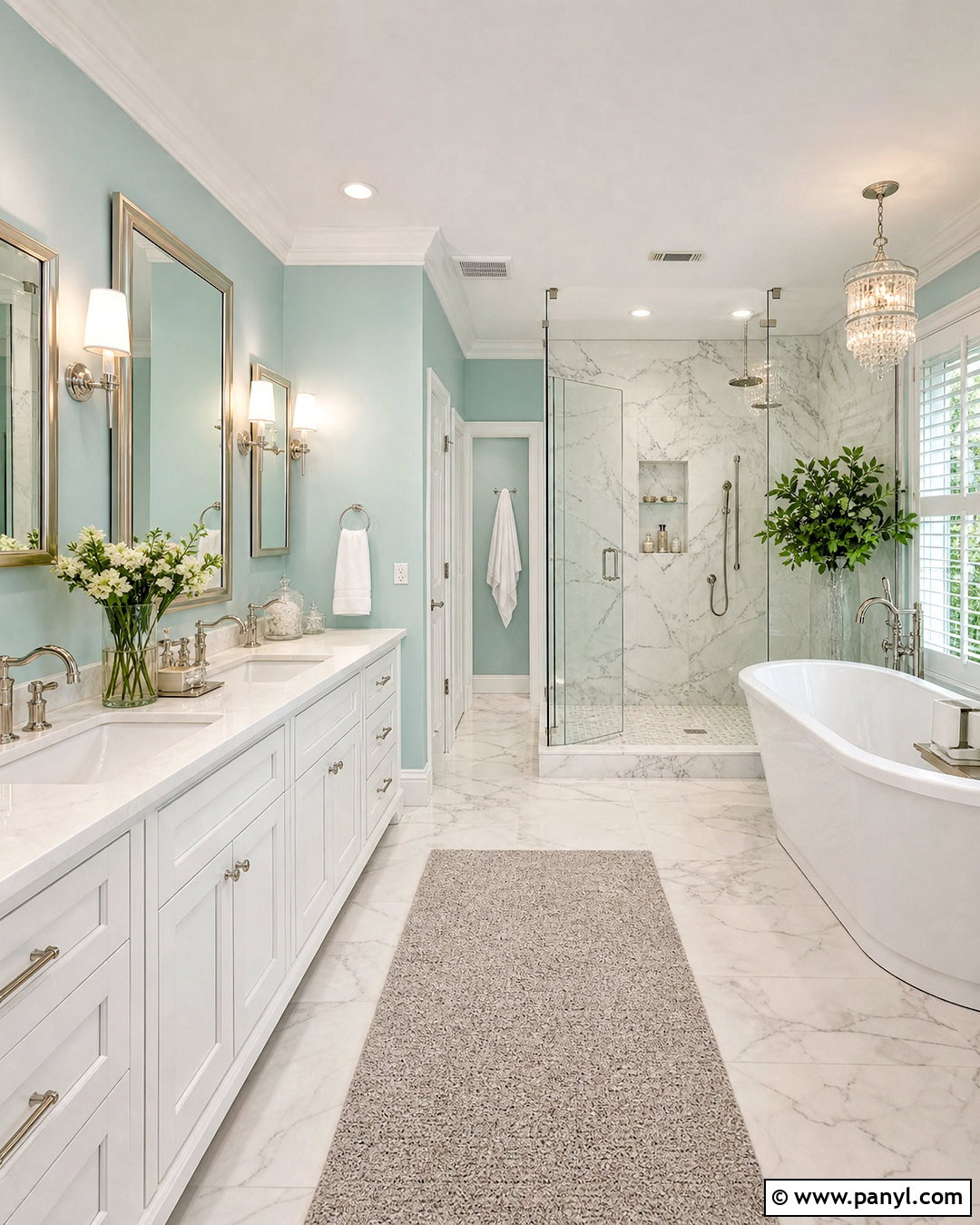 SW Sea Salt Bathroom With White Marble - 20 sw sea salt bathroom ideas