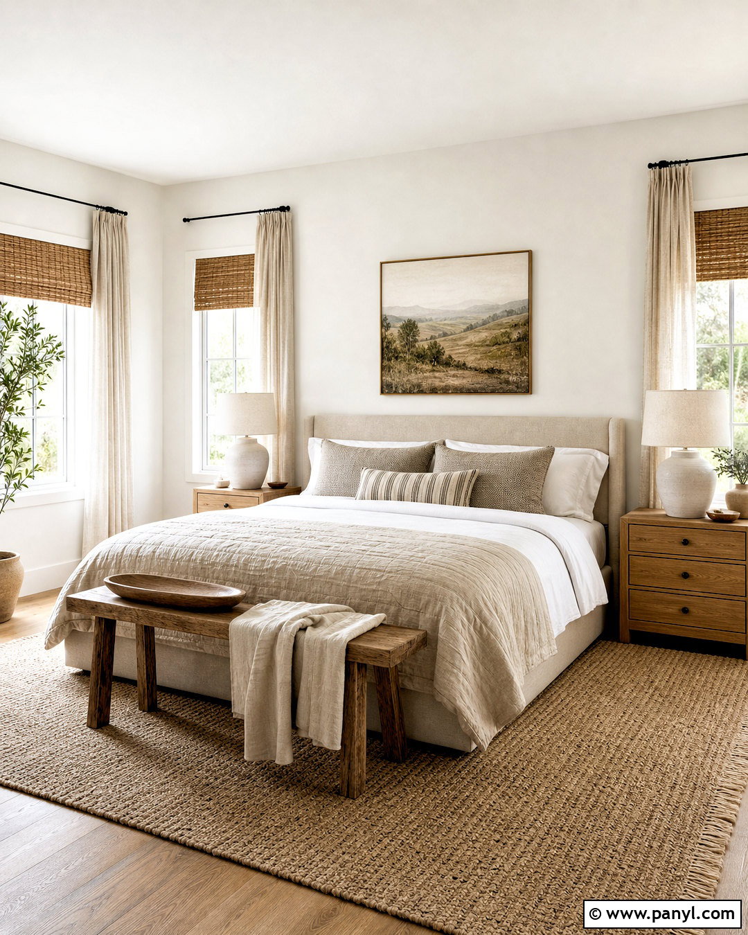 SW Snowbound Bedroom With Beige Textiles - 20 sw snowbound walls