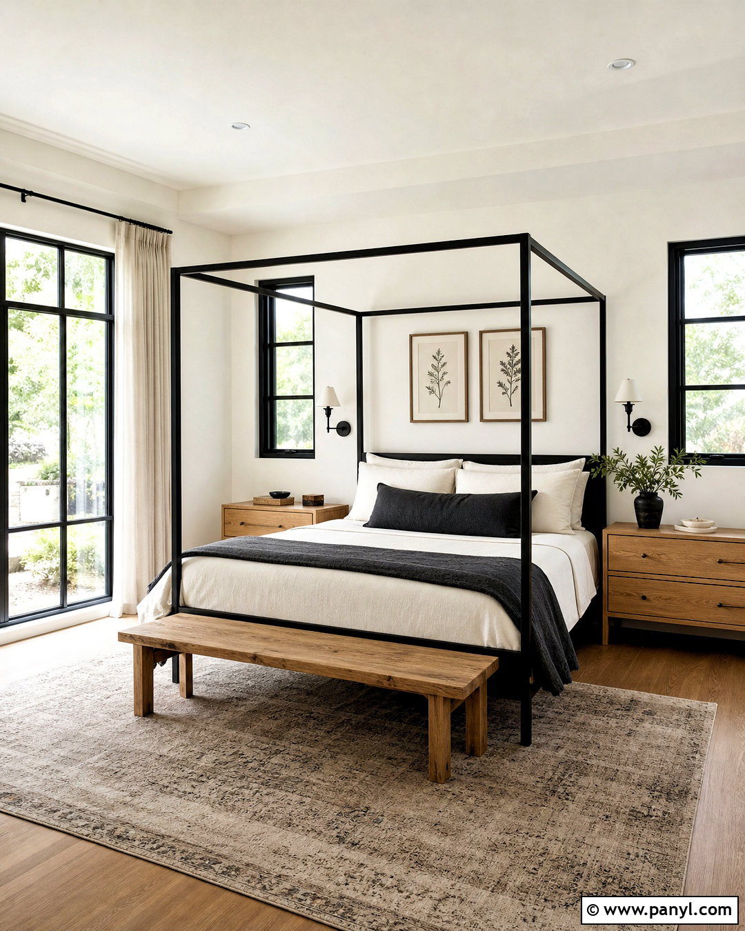 SW Snowbound Bedroom With Black Accents - 20 sw snowbound walls