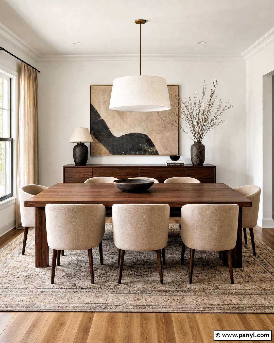 SW Snowbound Dining Room With Walnut Furniture - 20 sw snowbound walls