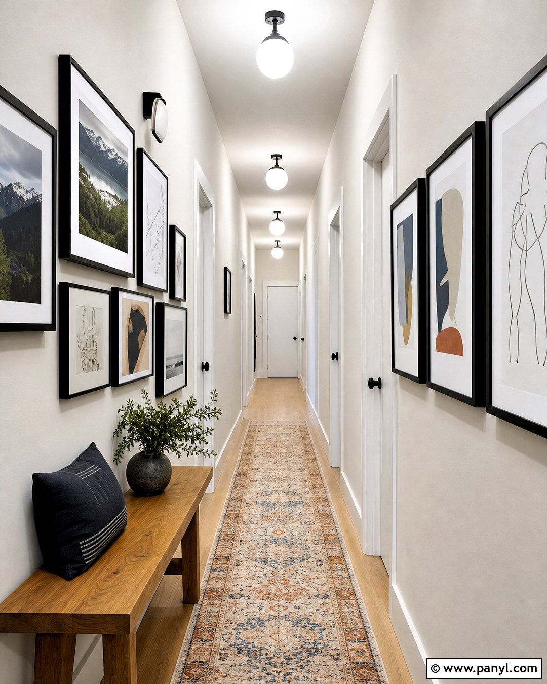 SW Snowbound Hallway With Gallery Wall - 20 sw snowbound walls
