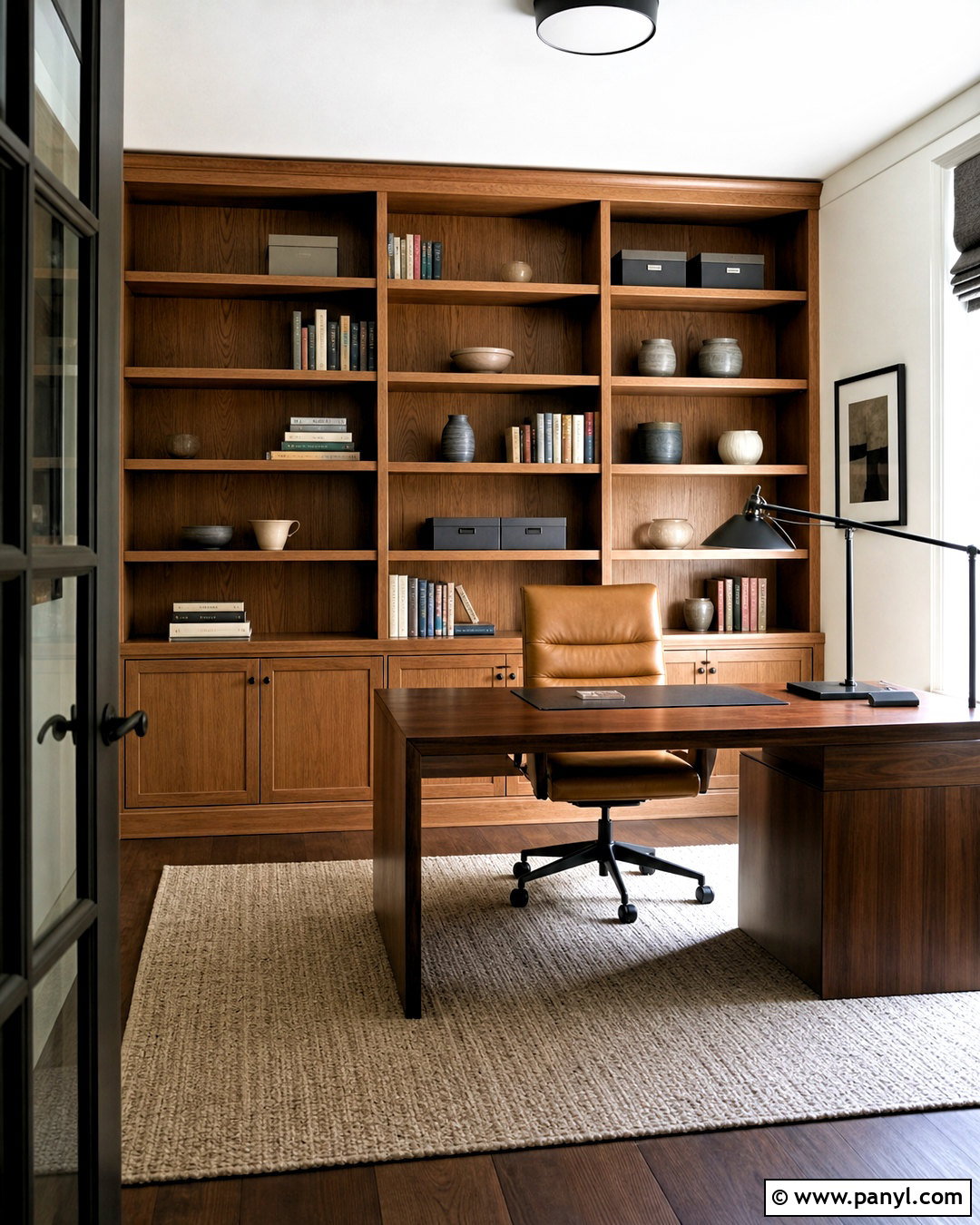 SW Snowbound Home Office With Built-In Shelves - 20 sw snowbound walls