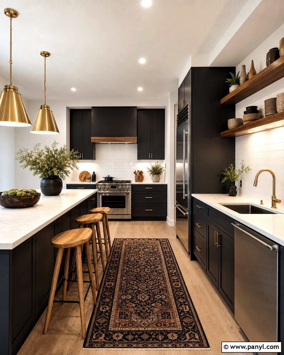 SW Snowbound Kitchen With Dark Cabinets - 20 sw snowbound walls