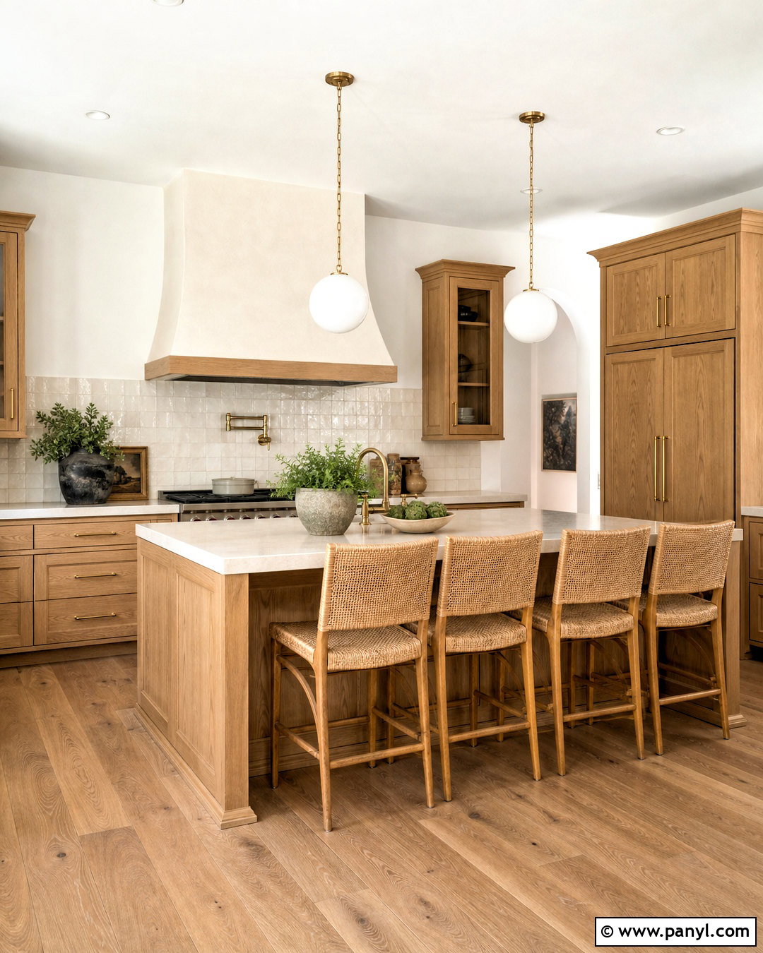 SW Snowbound Kitchen With White Oak Cabinets - 20 sw snowbound walls
