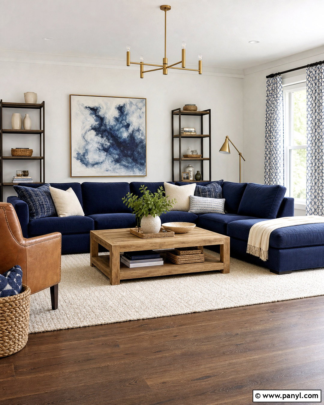 SW Snowbound Living Room With Navy Blue - 20 sw snowbound walls