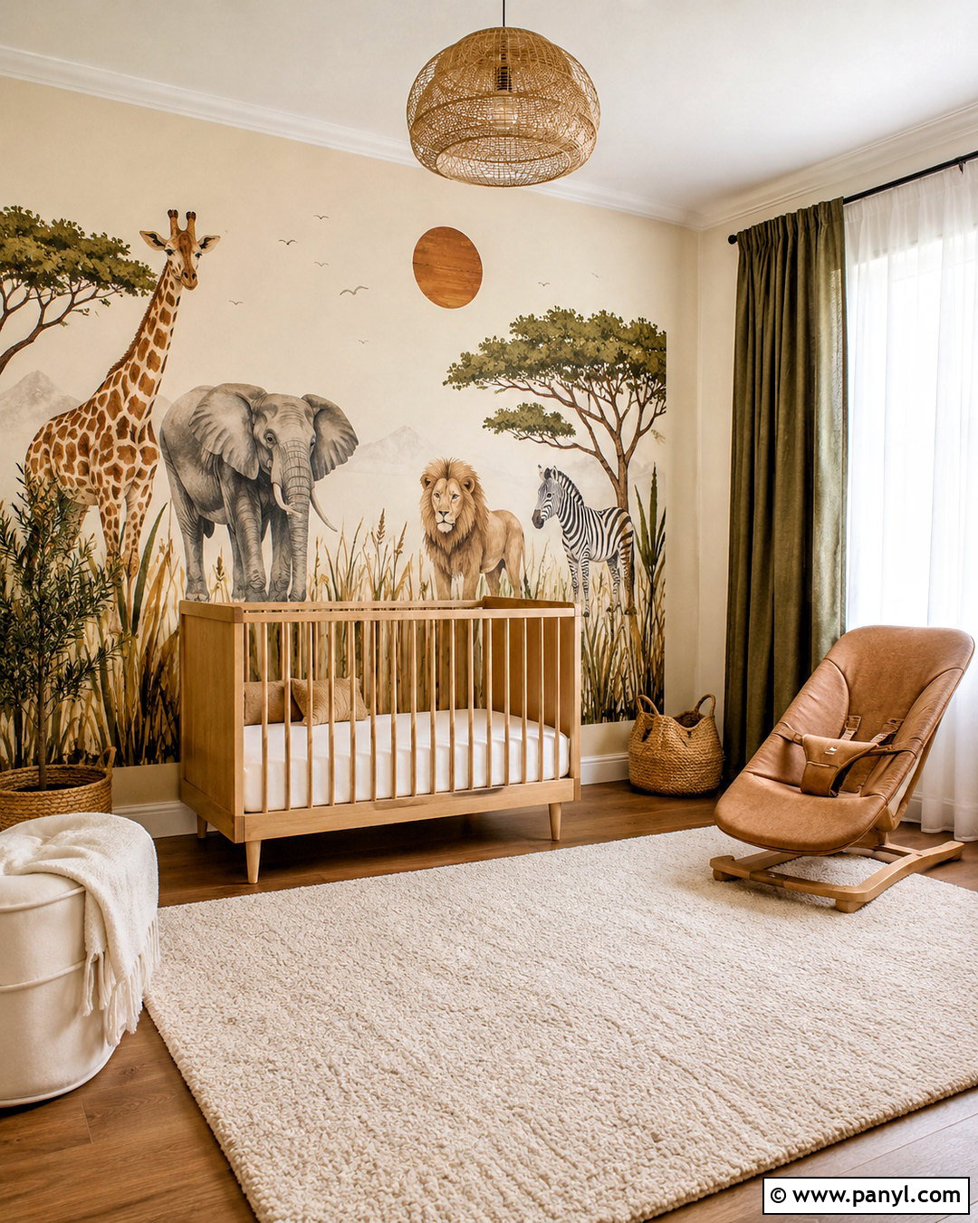 Safari Animal Nursery Wall - 20 nursery wall painting ideas