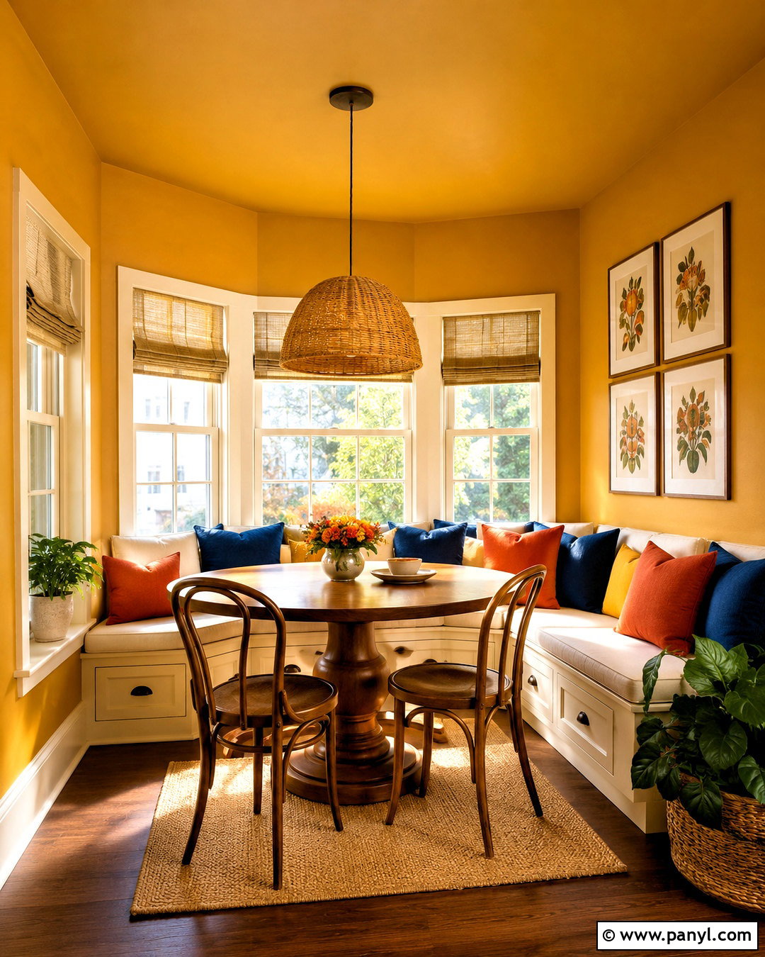 Saffron Yellow Breakfast Nook - 20 bold paint colors