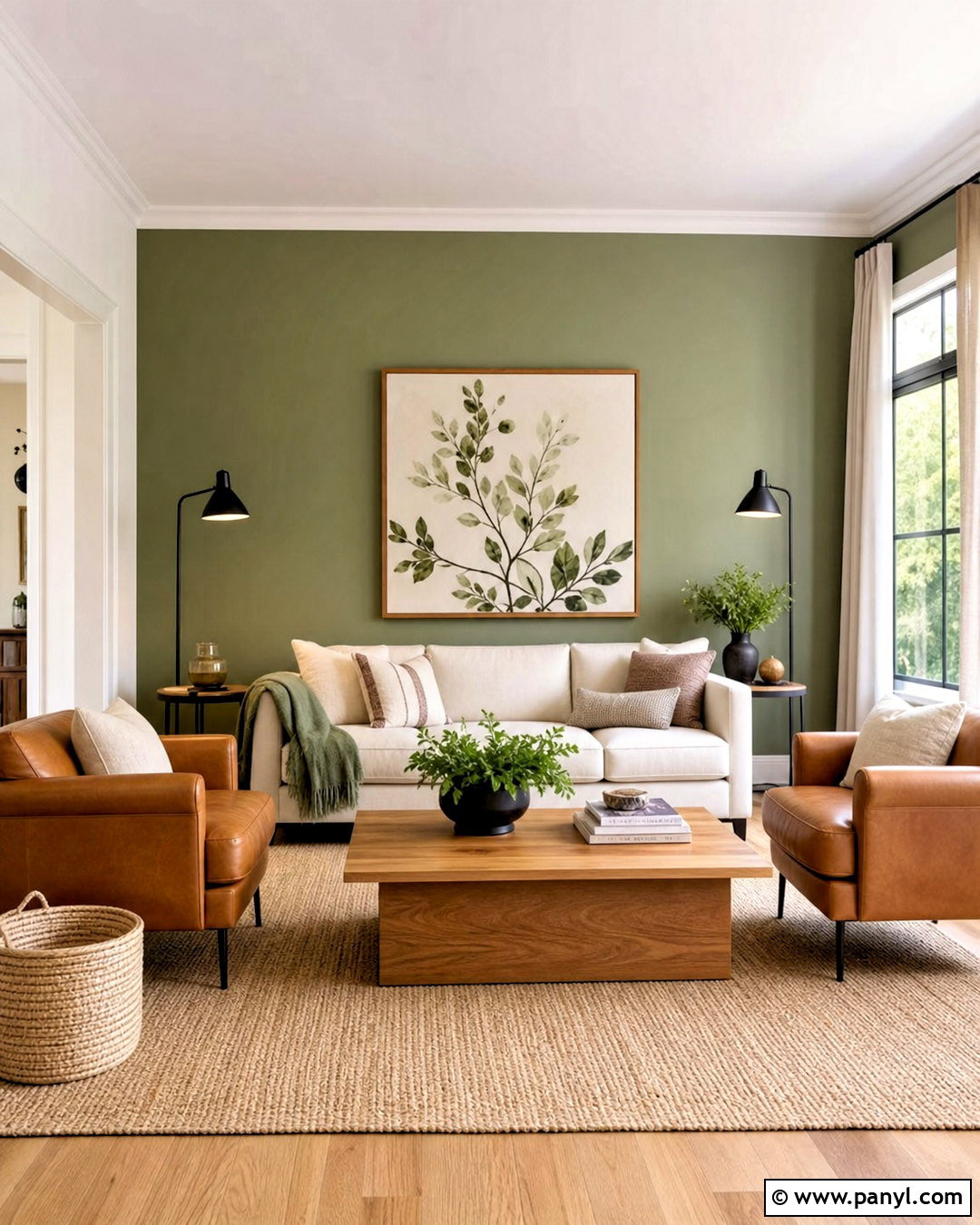 Sage Accent Wall Behind The Sofa - 20 sage accent wall ideas