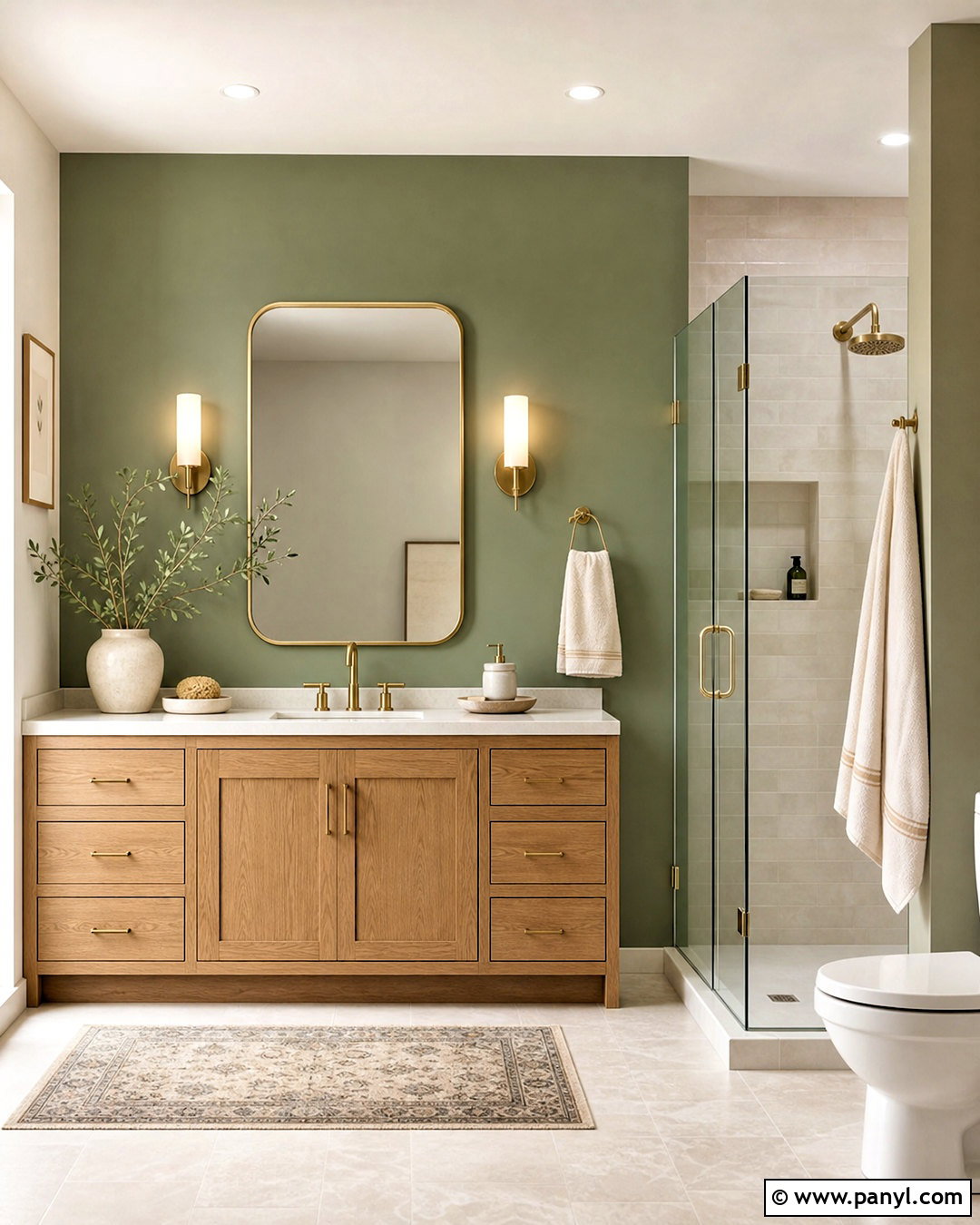 Sage Accent Wall In A Bathroom - 20 sage accent wall ideas