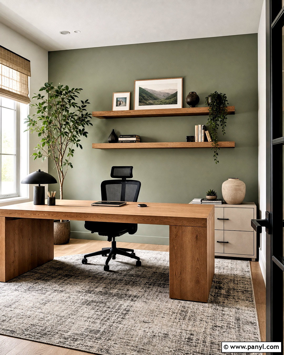 Sage Accent Wall In A Home Office - 20 sage accent wall ideas