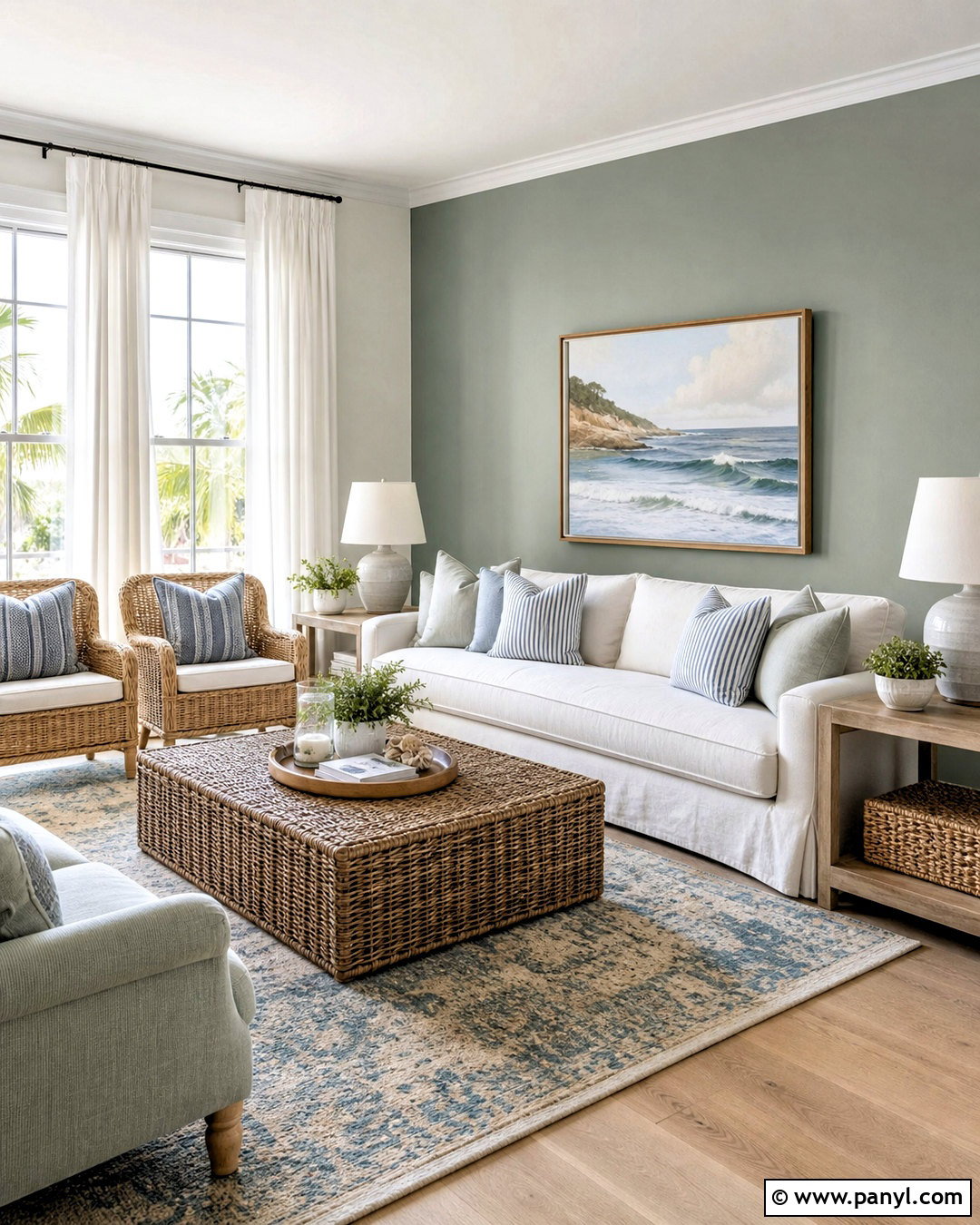 Sage Accent Wall With Coastal Decor - 20 sage accent wall ideas